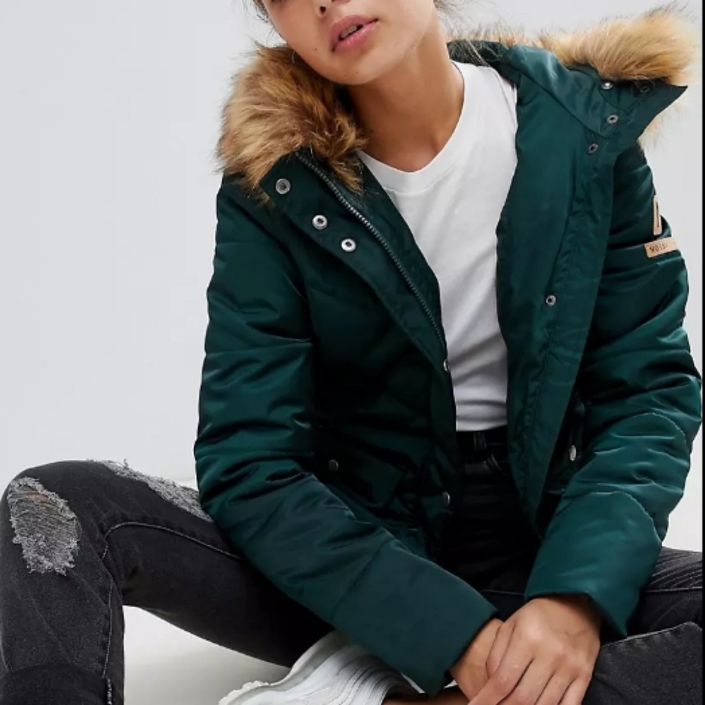 NOISY MAY FAUX FUR PADDED PARKA